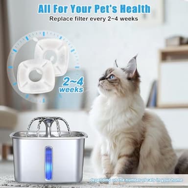 24 Pack Cat Water Fountain Replacement Filters, 12 Pcs Cats Fountain Filters & 12 Pcs Pre-Filter Sponges for 95oz/2.8L 135oz/4L 67oz/2L Automatic Pet Dog Fountain Water Dispenser - Image 6