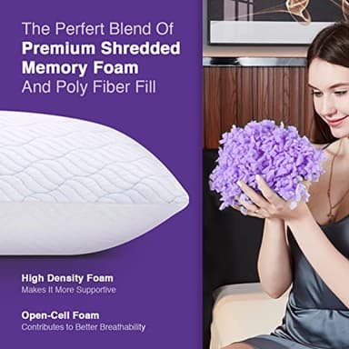 WISHSMILE Cooling Pillows Queen Size Set of 2, Memory Foam Pillows with Zipper, Adjustable Firmness for Sleeping Cool Cold Pillow to Hot, Side, Back and Stomach Sleepers, 2 Pack, 20x30 - Image 5