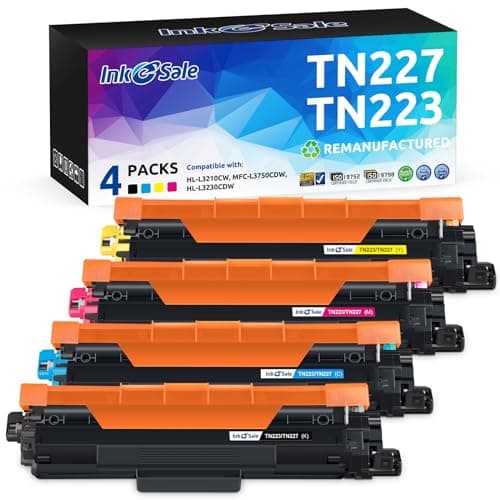 INK E-SALE Remanufactured TN227 TN223 Toner Cartridge for TN-223BK/C/M/Y Toner Brother for use with Brother HL-L3210CW HL- L3270CDW MFC-L3710CW MFC-L3770CDW MFC-L3750CDW HL-L3230CDW Printer - Image 1