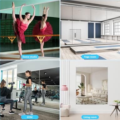 yarnuwa 48X24 2Pack Large Home Gym Mirror, Frameless Tempered Glass Dance Wall Mounted Mirror for Home, Yoga, Dancing, Studio, Living Room - Image 6