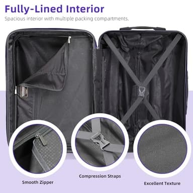 LARVENDER Luggage Sets 6 Piece, Expandable PC+ABS Hardside Multicolor Suitcase Sets with TSA Lock Double Spinner Wheels, Midnight Berry - Image 8