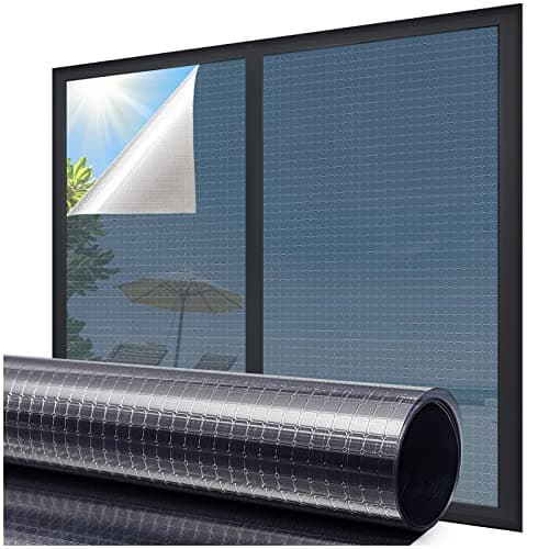 Coavas One Way Privacy Window Film,Reflective Home Glass Mirror Tint See Out Not in,Heat UV Blocking Static Cling for Office Front Door Daytime Privacy Covering, Blue-Silver,29.5x157.5 in - Image 1