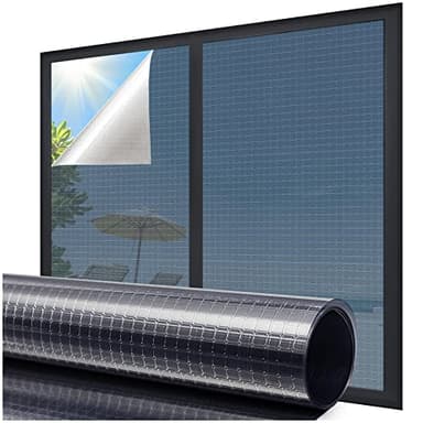 Coavas One Way Privacy Window Film,Reflective Home Glass Mirror Tint See Out Not in,Heat UV Blocking Static Cling for Office Front Door Daytime Privacy Covering, Blue-Silver,29.5x157.5 in - Image 1