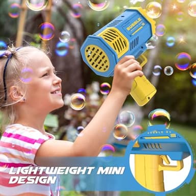 Dolanus Bubble Gun 2 Pack with 2 Bottles Bubble Solution, 40-Hole Light Up Dip Bubble Machine for Kids, Bubble Toy for 3 4 5 6 7 8 Years Old Boys Outdoor Indoor Kid Birthday Wedding Party(Blue&Pink) - Image 4