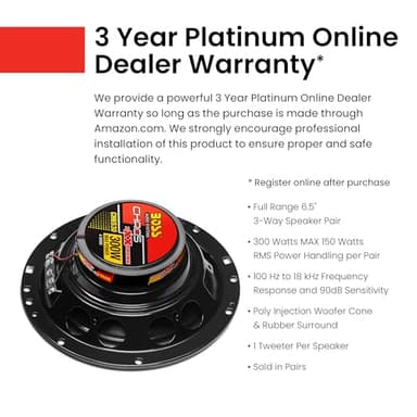 BOSS Audio Systems CH6530 Chaos Series 6.5 Inch Car Door Speakers - 300 Watts (Pair), 3 Way, Full Range, Tweeters, Coaxial, Sold in Pairs - Image 2