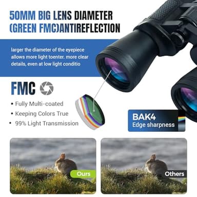 30x50 High Powered Binoculars for Adults, Waterproof Compact Binoculars with Low Light Vision for Bird Watching Hunting Football Games Travel Stargazing Cruise with Carrying Bag - Image 3