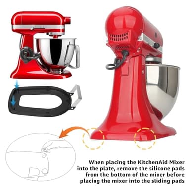 Sliding Mat for Kitchen aid 4.5-5 Qt Stand Mixer with 1Pc Cord Organizer and 3Pcs Attachment Holder for Kitchen Appliance Slider Counter, Sliding Tray,Moving Tray(Black) - Image 3