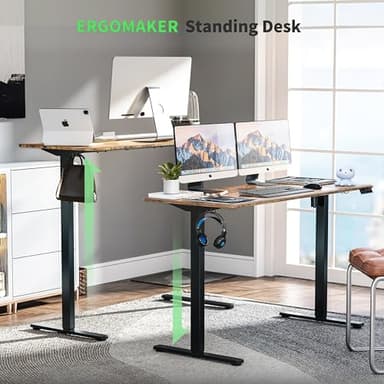 ERGOMAKER 43" Electric Standing Desk, Adjustable Height, Sit Stand Up Desk for Home Office & Computer Workstations, Memory Controller, Rustic Brown - Image 4