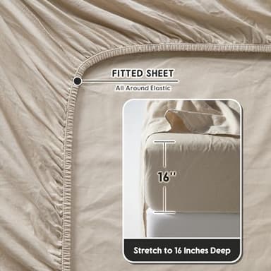 SONORO KATE 100% French Pure Linen Sheets, Breathable and Durable Linen King Size Sheets, Anti-Tear Linen Bed Sheets, Machine Washable, 16 Inch Deep Pocket - 4 Piece (Natural Linen, King) - Image 7