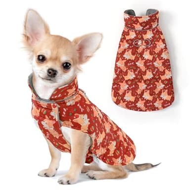 Mile High Life Dog Warm Coat, Small Dog Winter Jacket Windproof Water Resistant Cold Weather Coats Cozy Snow Jacket Vest for Puppies (Red, X-Small Chest 11.8") - Image 1