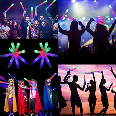 Jiahz 210 PCS Foam Glow Sticks For Wedding, Foam Light Up Sticks with 3 Modes Colorful Flashing, Light Up Foam Sticks, Glow Sticks Bulk Party Pack For Wedding, Concert, Party, Raves, Events - Image 5