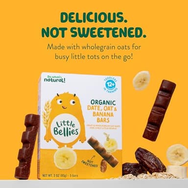 Little Bellies Organic Date, Oat & Banana Bars for Toddlers 12+ Months, 3 oz (5 Bars) - Pack of 6 - Image 6