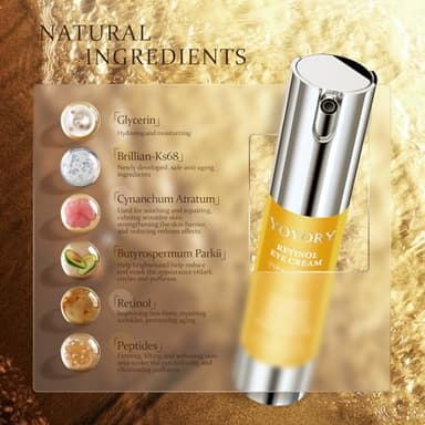 Retinol Under Eye Cream - Anti Aging Eye Cream for Dark Circles and Puffiness, Eye Bags, Wrinkles Fine Lines Skin Care Treatment Firming & Lifts for Man and Women - Gold 20ml - Image 6