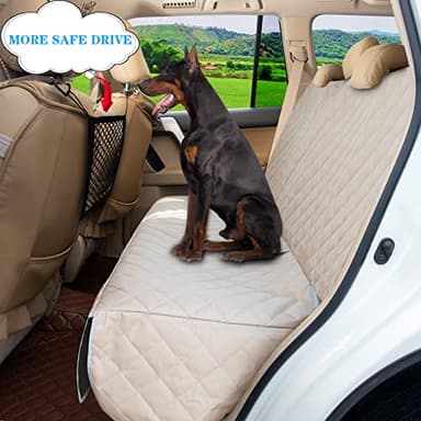 Bark Lover Dog Car Seat Cover for Back Seat Waterproof Backseat Protector, Nonslip Rear Seat Cover for Kids,Universal Size Fits Cars Trucks SUVs (Beige) - Image 2
