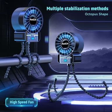 2 Pack Multifunctional Portable Stroller Fan 4 Speed 6600rpm High Speed Usb Rechargeable Personal Mini Handheld Fan Extended Tripod For Desktop Winding Kids Bed Treadmill Bike Golf Cart Outdoor Travel - Image 2