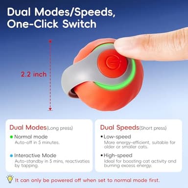 Potaroma Moving Ball Cat Toys with Feather Tail, Rechargeable 2025 New Interactive Toy for Indoor Cats Exercise, Smart Interactive Kitten Rolling Ball, Orange - Image 3