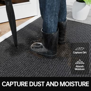 Naturei Front Door Mat, 3' x 6' Heavy Duty Indoor Outdoor Door Mat for Entryway, Commercial Door Mats Entrance, Low Profile Welcome Mats Non-Slip, Durable Rubber Backing Entry Mat for Patio, Home - Image 2