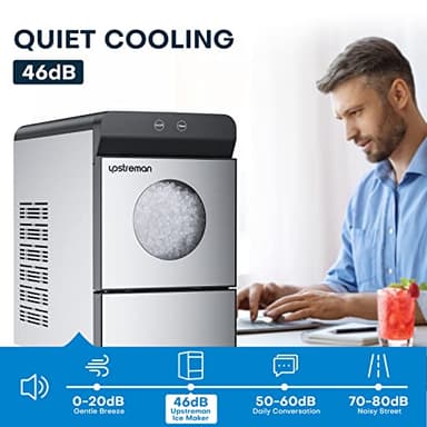Upstreman Nugget Ice Maker, 33Lbs/Day, Self-Cleaning, 6 Ice Cubes in 15 Mins, 2 Water Refill, Countertop Ice Machine for Home/Office/Bar, X90 Pro - Image 7