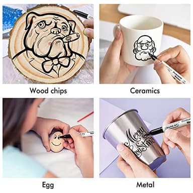Shuttle Art Permanent Markers, 30 Pack Black Permanent Marker set,Fine Point, Works on Plastic,Wood,Stone,Metal and Glass for Doodling, Marking - Image 7