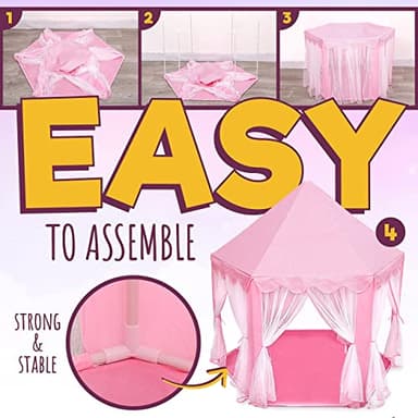 ORIAN Princess Castle Playhouse Tent for Girls with LED Star Lights – Indoor & Outdoor Large Kids Play Tent for Imaginative Games – ASTM Certified, 230 Polyester Taffeta. Pink 55"x53". - Image 4