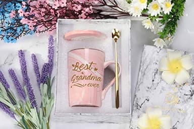 Best Grandma Mug Best Grandma Ever Mug Grandma gifts Birthday Mothers Day Gifts for Grandma from Granddaughter Grandson Grandchildren Grandkids 14 Ounce Exquisite Box Spoon and Mug Mat Pink - Image 7