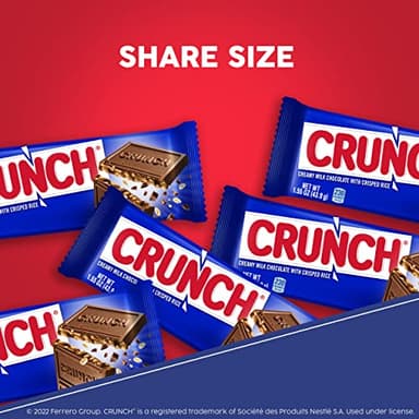 CRUNCH, Bulk 18 Pack, Milk Chocolate and Crisped Rice, Share Size Individually Wrapped Candy Bars, 2.75 oz Each - Image 2