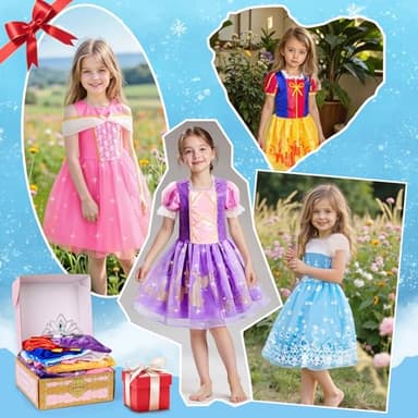 Meland Princess Dress Up - Princess Dresses for Girls with Princess Toys, Dress Up Clothes for Little Girls Pretend Play - Image 7