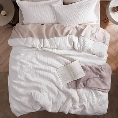Bedsure Cotton Duvet Cover King - 100% Cotton Waffle Weave Coconut White Duvet Cover King Size, GentleSoft™ and Breathable Bedding Set for All Season, 3 Pieces, 104"x90" - Image 9