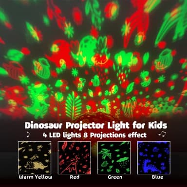 Moredig Dinosaur Night Light Projector, Kids Projector Night Light with 8 Color Changing and 12 Songs Night Light Projector for Kids Baby Boys Girls Gift - Image 4