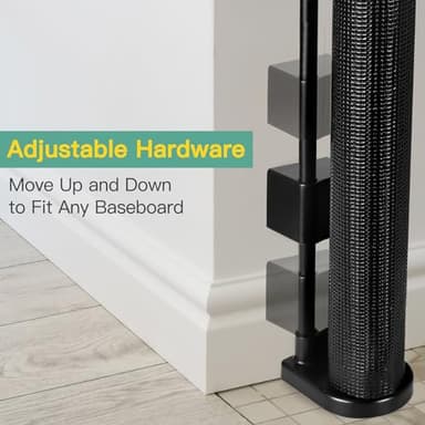 Reinforced 60" Wide Retractable Baby Gates with Upgraded Rods - Bottom Anti-Escape, 5 ft Mesh Baby Gate Retractable Dog Gate Indoor Pet Gate Retractable Stair Gate Outdoor Retractable Gate, Black - Image 7