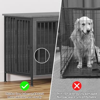 EasyCom Dog Crate Furniture for 1 or 2 Dogs, Heavy Duty Single/Double Dog Crates for Small/Medium/Large Dogs, Dog Kennel Furniture Indoor as TV Stand, Large Size 78.74" L(35-60 Pounds), Dark Grey - Image 7