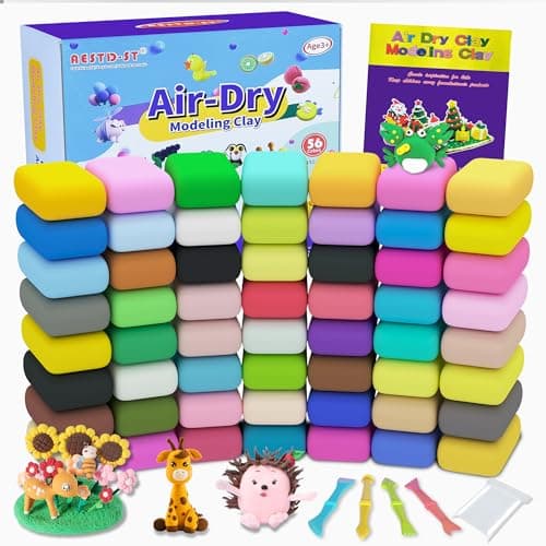 Air Dry Clay 56 Colors, Modeling Clay for Kids, DIY Model Magic Clay, Molding Clay Kit with Sculpting Tools, Non-Sticky Soft and Super Light, Arts and Crafts Gift for Boys Girls Kids - Image 1