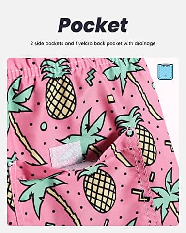 maamgic Mens Swim Trunks Quick Dry Swim Shorts with Mesh Lining Funny Swimwear Bathing Suits 7inch Pineapple Palm Tree Pink Large - Image 4