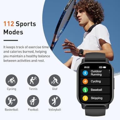 2025 Smart Watch for Men Women, 1.95" HD Touchscreen Fitness Tracker with Bluetooth Calling, Fitness Watch with 110+ Sports Modes/Heart Rate/Sleep Monitor, IP68 Waterproof Smartwatch for Android iOS - Image 5