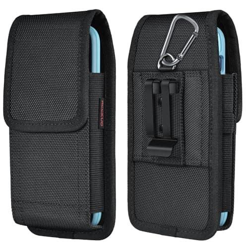 ACCKUO Phone Holster for Belt with Metal Clip and Magnetic Closure Compatible with iPhone 16/15/14/13/12 Pro Max, Galaxy S25/S24/S23/S22 Plus & FE for Everyday Protection, L-Black - Image 1
