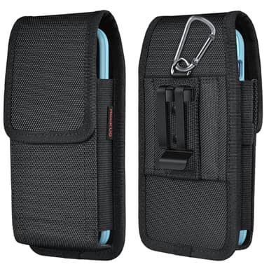 ACCKUO Phone Holster for Belt with Metal Clip and Magnetic Closure Compatible with iPhone 16/15/14/13/12 Pro Max, Galaxy S25/S24/S23/S22 Plus & FE for Everyday Protection, L-Black - Image 1