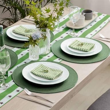 AHHFSMEI Round Braided Placemats 15 Inch Round Table Mats for Dining Tables Natural Woven Heat Resistant Place mats Set of 8 (Olive Green,8) - Image 6