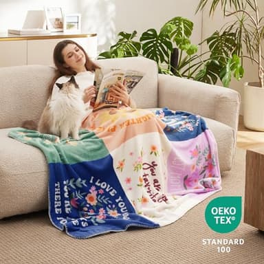 Bedsure Birthday Blanket Gifts for Women - Soft Mom Blanket for Women as Decorations for Wife and Grandma, Patchwork, 50"x60" - Image 6