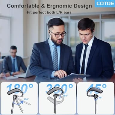 COTOE Bluetooth Headset V5.3, Wireless Earpiece with 500mAh Charging Case Hand-Free Headphones Noise Canceling Mic for Office/Driving/Business - Image 5