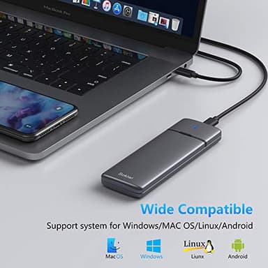 M.2 NVMe SATA SSD Enclosure Adapter Tool-Free,Sokiwi USB 3.2 Gen2 10Gbps External to USB PCI-E 6Gbps SATA M-Key / B+M Key, NVMe Reader Support UASP Trim for SSDs 2230/2242/2260/2280 - Image 7