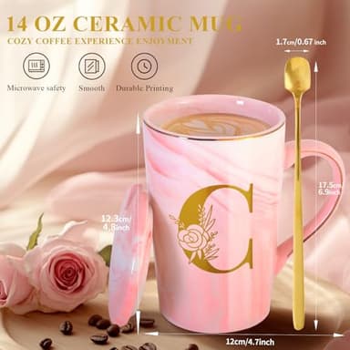 Personalized Ceramic Coffee Mug with Lid Tea Cup Girlfriend Gf Gifts Future Mrs Her Women Boyfriend 1 One Year Anniversary Meaningful Cute Romantic Christmas Xmas First Valentines I Love You More,C - Image 5