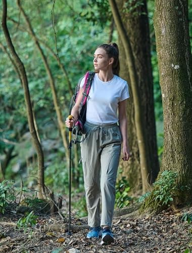 Women's Hiking Pants Quick Dry Lightweight Cargo Pants UPF 50 Water Resistant Zipper Pockets for Golf Travel Work Camping Dark Khaki - Image 6