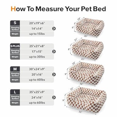 JOEJOY Dog Bed for Large Medium Small Dogs - Rectangle Orthopedic Dog Sofa Bed, Cute Modern Puppy Bed with Jacquard Shaggy Plush & Anti Slip Bottom, 35x25x10inches, Brown - Image 6