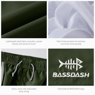 BASSDASH Men's 8''Fishing Water Shorts Quick Dry UPF 50+ Lightweight Cargo Hiking Kayaking Casual Bottom Army Green - Image 5
