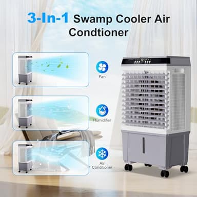 Uthfy Swamp Cooler Air Conditioner, Evaporative Air Cooler with 5.3 Gallon Water Tank, 4 Ice Box, Remote, 12H Timer, 120°Oscillation, Portable Cooling Fan with 3 Speeds for Bedroom Home Office - Image 4