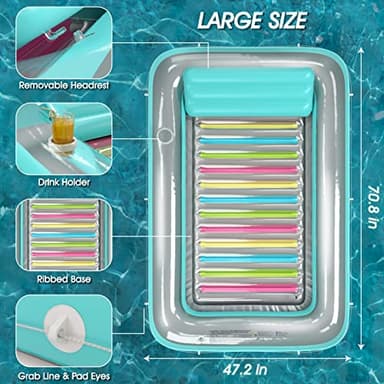 Jasonwell 4 in 1 Inflatable Tanning Pool Lounger Float - Sunbathing Lounge Floatie Raft Toys, Water Filled Tanning Bed Mat Pad Blow Up Kiddie Pool with Ball Pit for Adult, Kids (L) - Image 5
