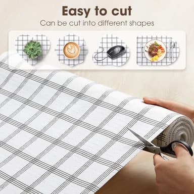 ALIUNI Drawer and Shelf Liner, Non-Slip Kitchen Cabinet Liners Non-Adhesive Thick Strong Grip Waterproof Washable Mats Protect Dresser Shelves Cupboard Bathroom Cabinets, White Stripes, 12 in X 10 FT - Image 4