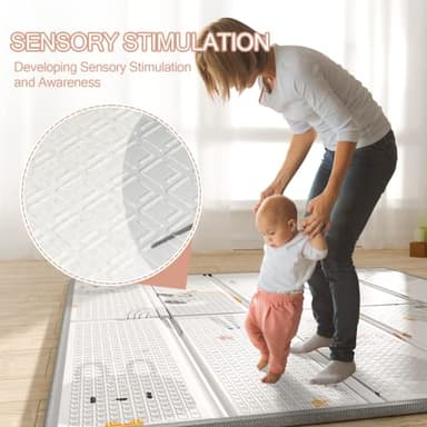 ZEEBABA Baby Play Mat, 47"x47" Foldable & Reversable Play Mat, 0.4" Thick Waterproof Foam Play Mat, Unicorn Baby Mat, Foam Play Mat for Babies and Toddlers for 47 inch Playpen - Image 4