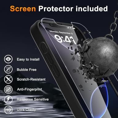 LATVIN for iPhone 14 Case & iPhone 13 Case, Magnetic Phone Cover with 1 Screen Protector, Compatible with MagSafe, Military Grade Protection, Translucent Matte Frosted Back, Black - Image 6