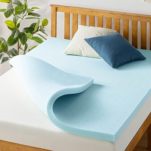 Best Price Mattress 1.5 Inch Ventilated Memory Foam Mattress Topper, Cooling Gel Infusion, CertiPUR-US Certified, Dorm Essentials, Queen - Image 1